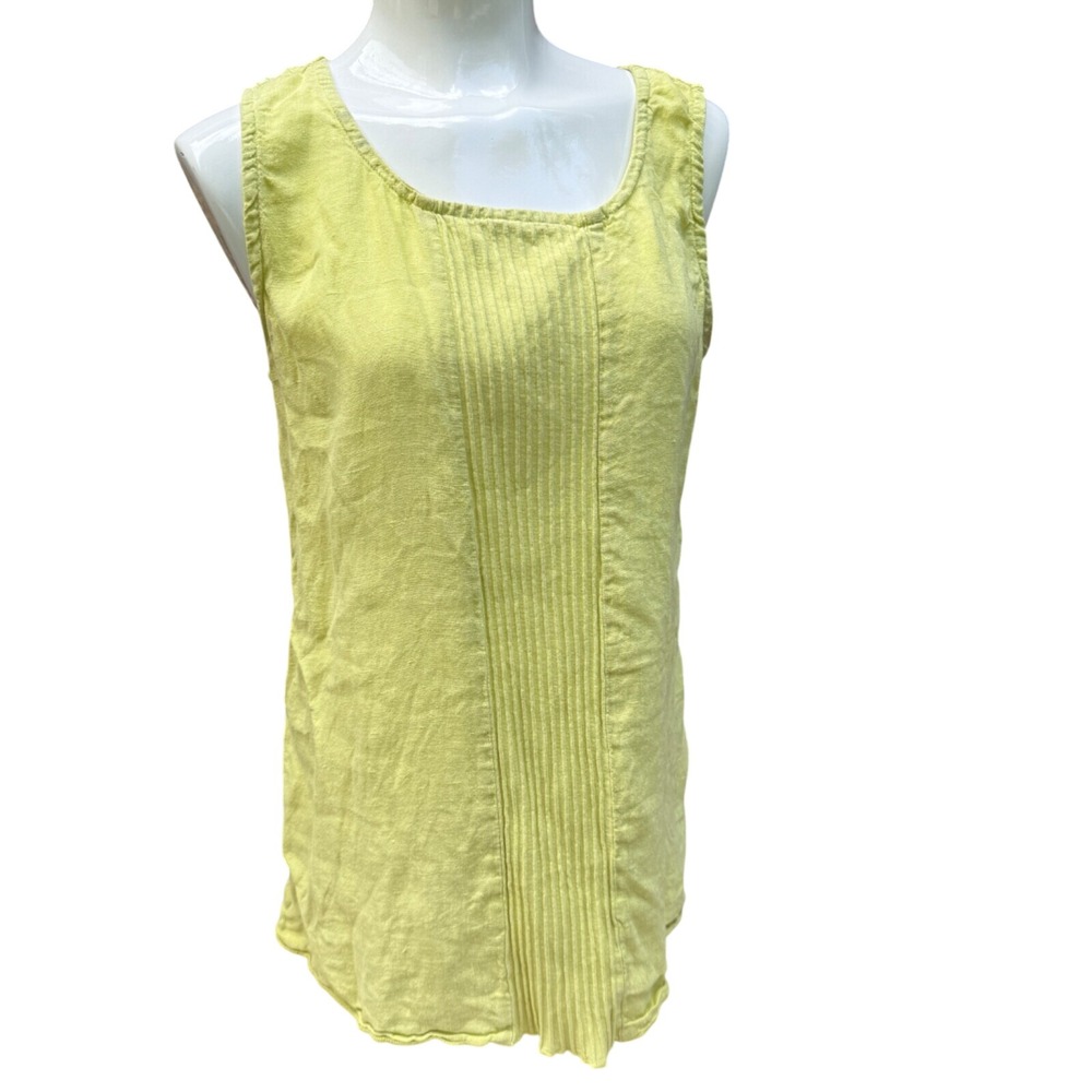 Fenini‎ Linen Tank Top Womens S  Ribbed Lagenlook Coastal Earthy Boho Artisan